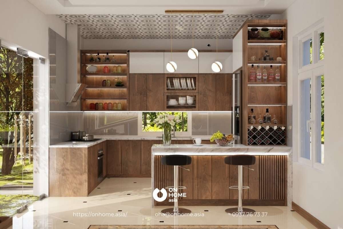 Tủ bếp gỗ Óc Chó