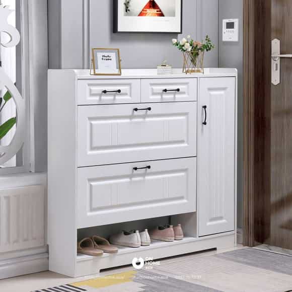 Tủ giày âm tường bằng gỗ 