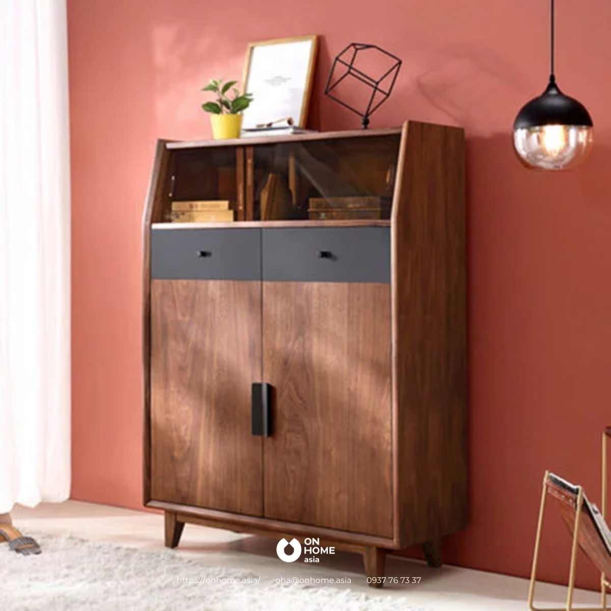 Tủ giày gỗ tự nhiên đem lại sự thông thoáng cho không gian