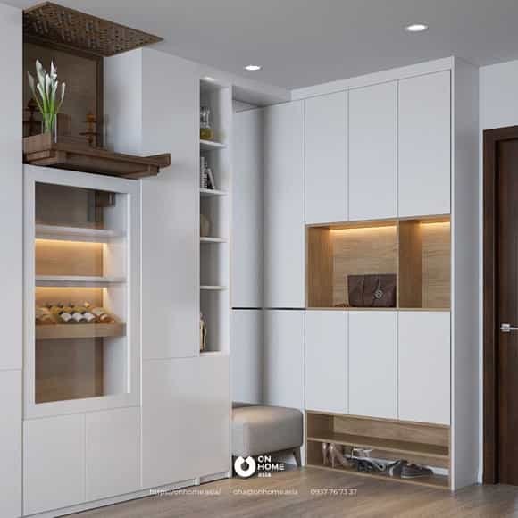 Tủ giày kịch trần bằng gỗ công nghiệp cao cấp
