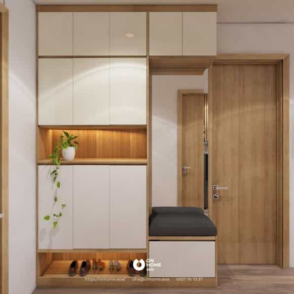 Tủ giày kịch trần có ghế ngồi