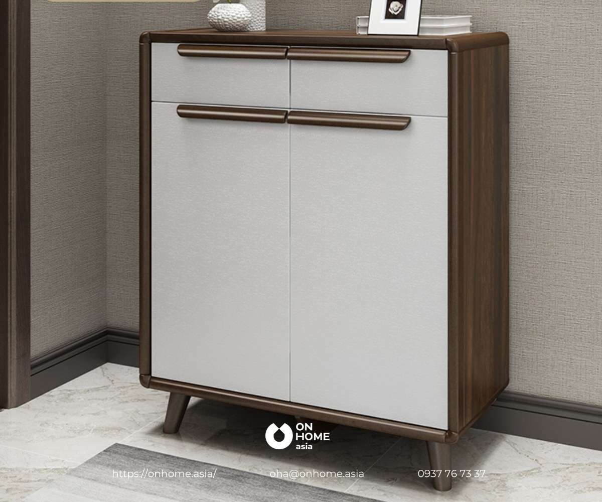 Tủ giày 2 cánh gỗ MDF thiết kế thanh lịch