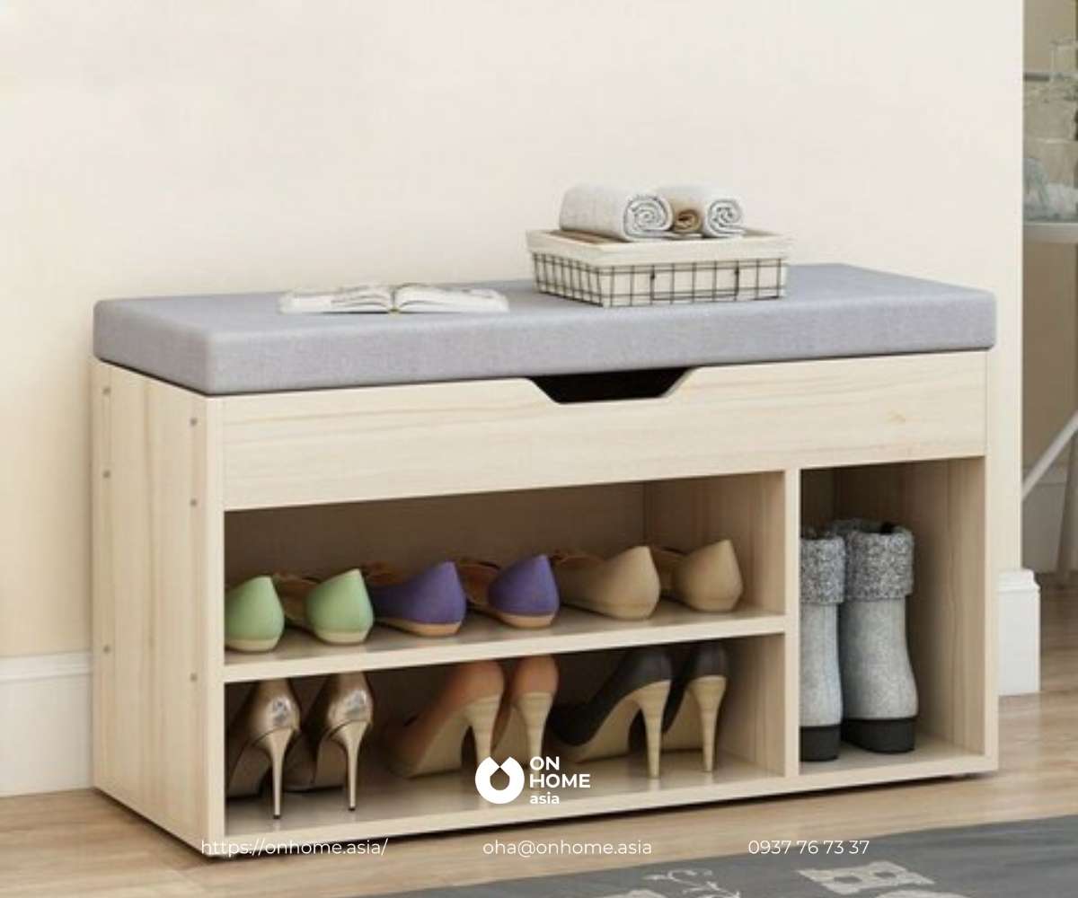 Tủ giày dép nhỏ gọn bằng gỗ