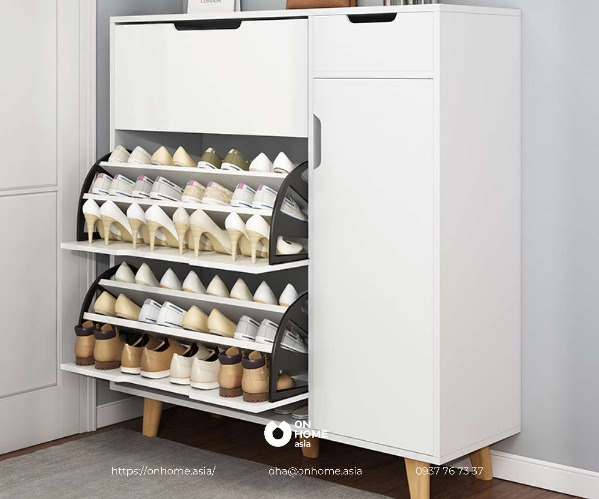 Tủ giày cánh lật màu trắng đẹp