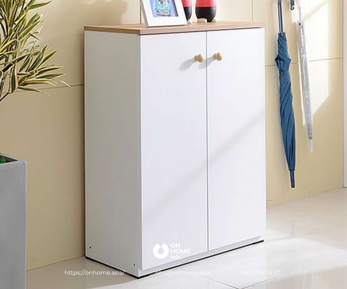 Tủ giầy bằng gỗ công nghiệp màu trắng&nbsp;