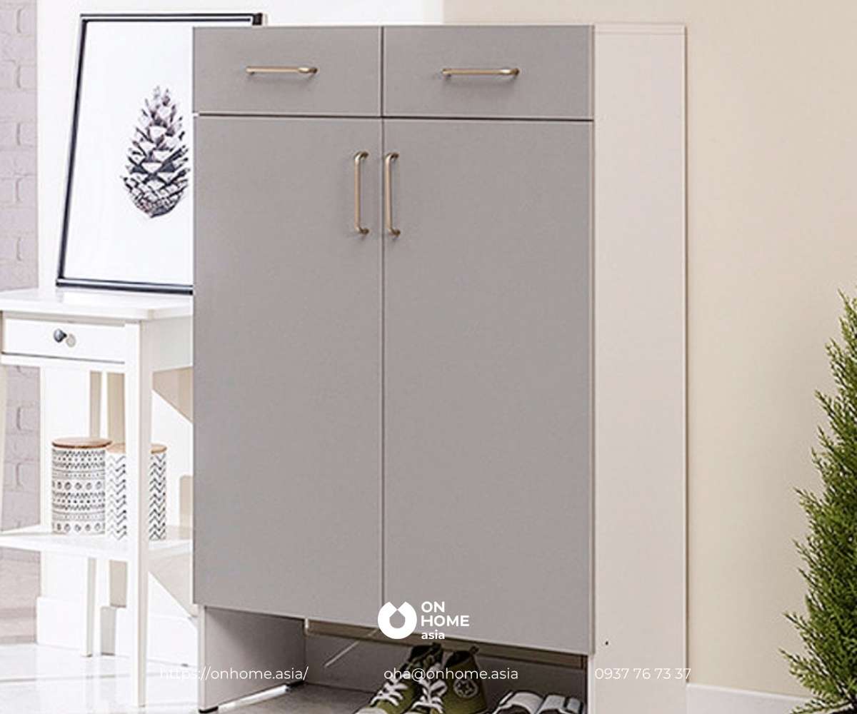 Tủ giày gỗ màu trắng đẹp