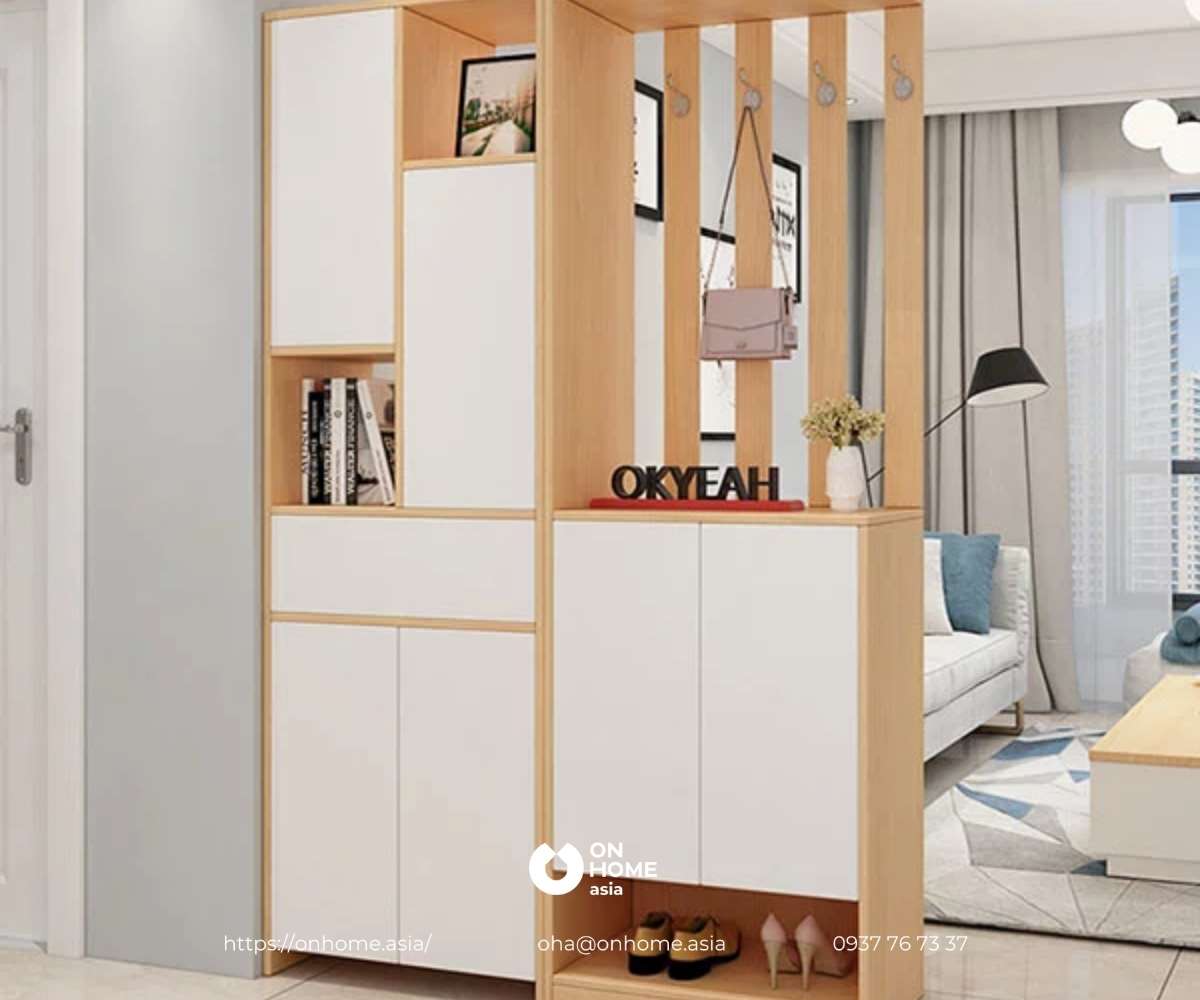 Tủ giày đa năng bằng gỗ hiện đại
