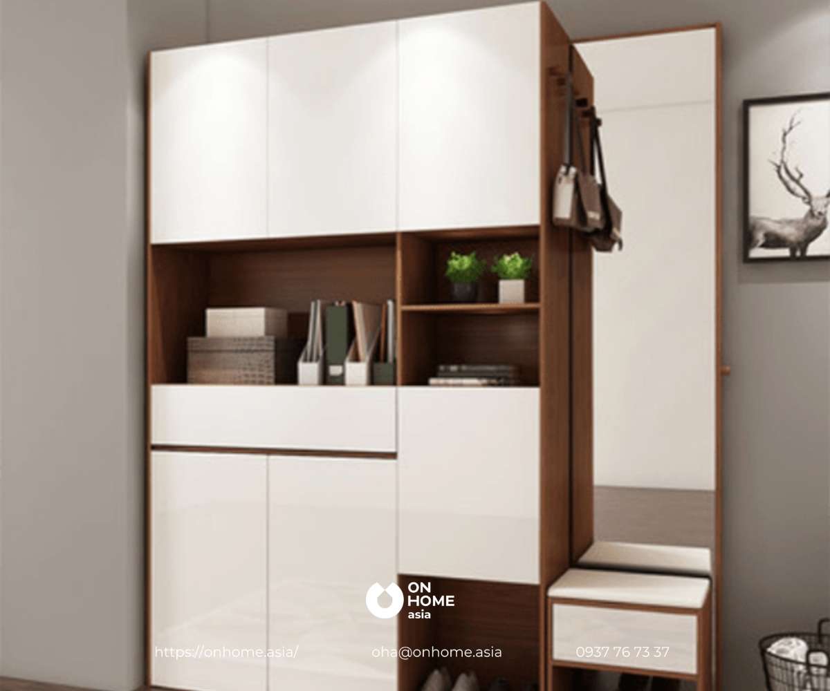 Tủ giày kèm ghế ngồi cao cấp