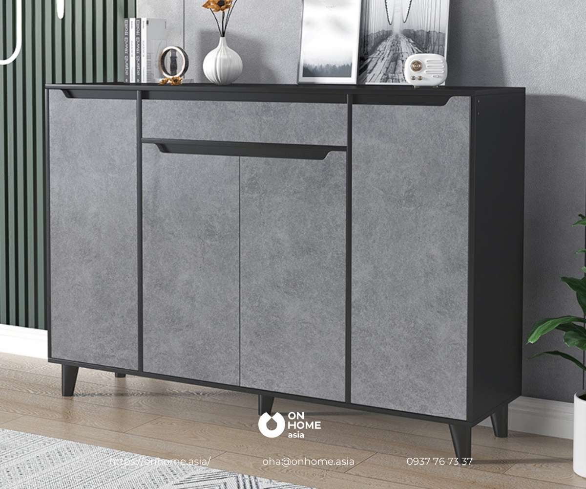 Tủ giày dép gỗ công nghiệp màu xám đẹp