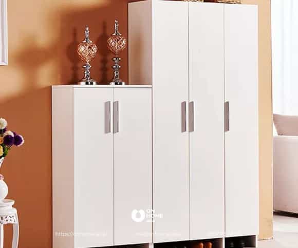 Tủ đựng giày gỗ công nghiệp màu trắng