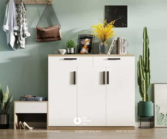 Tủ đựng giày 3 cánh màu trắng đẹp