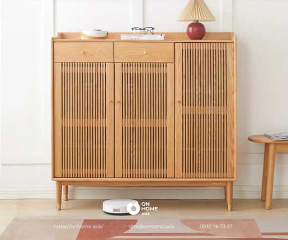 Tủ giày 3 cánh bằng gỗ sồi đẹp