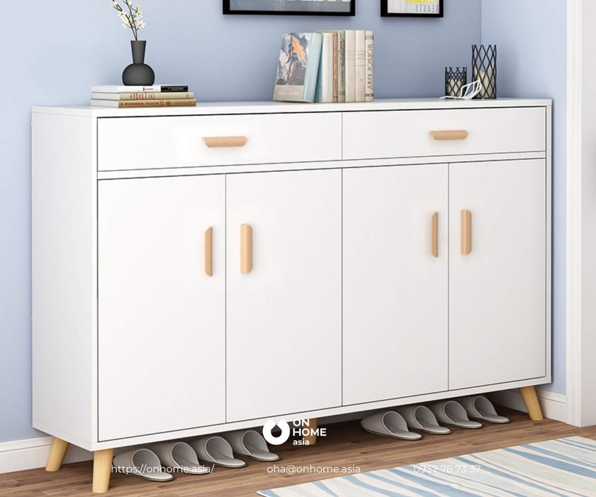 Tủ giày gỗ công nghiệp màu trắng đẹp