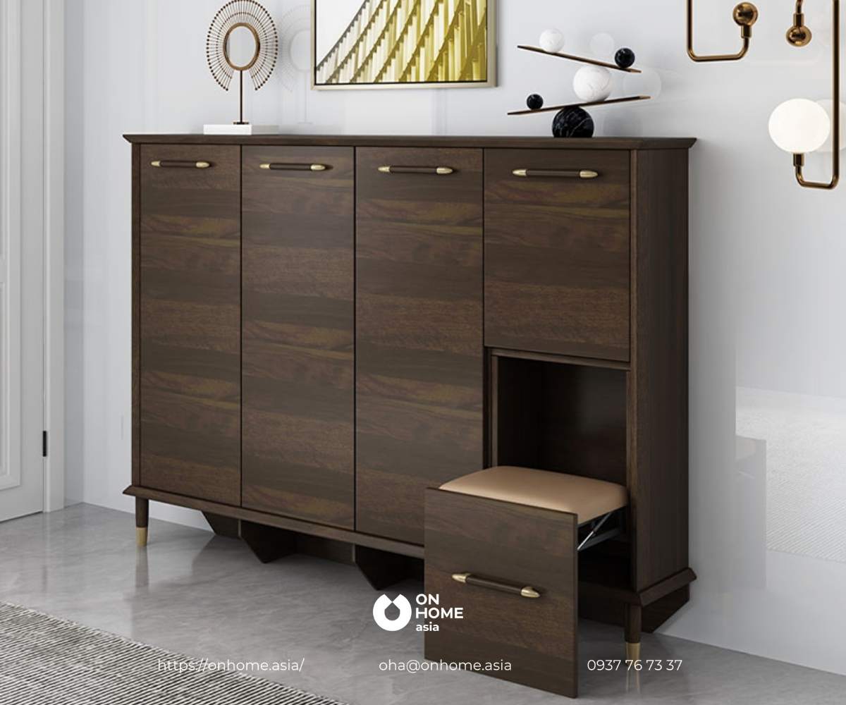 Tủ đẻ giày dép bằng gỗ óc chó cao cấp