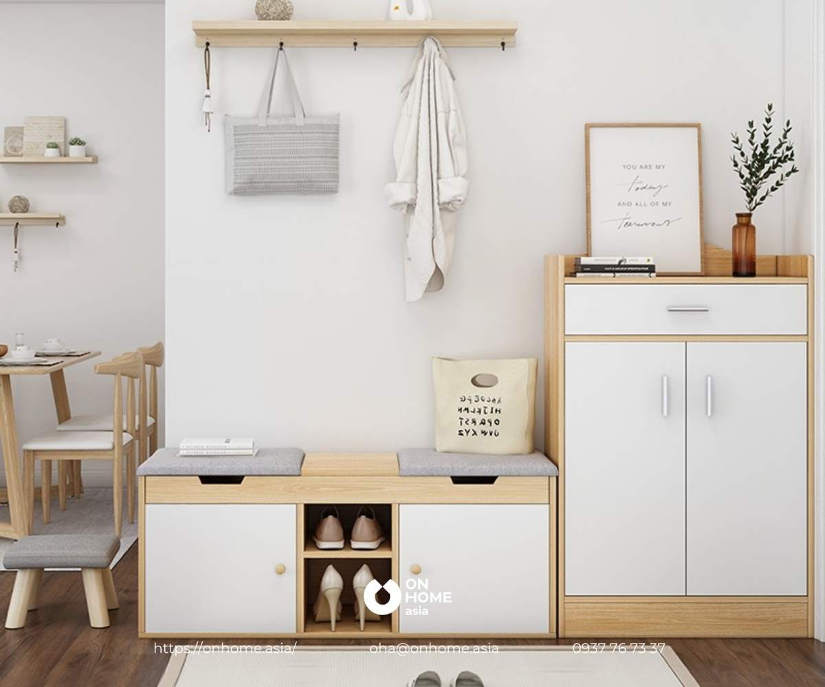 Tủ để giày dép gỗ công nghiệp đẹp