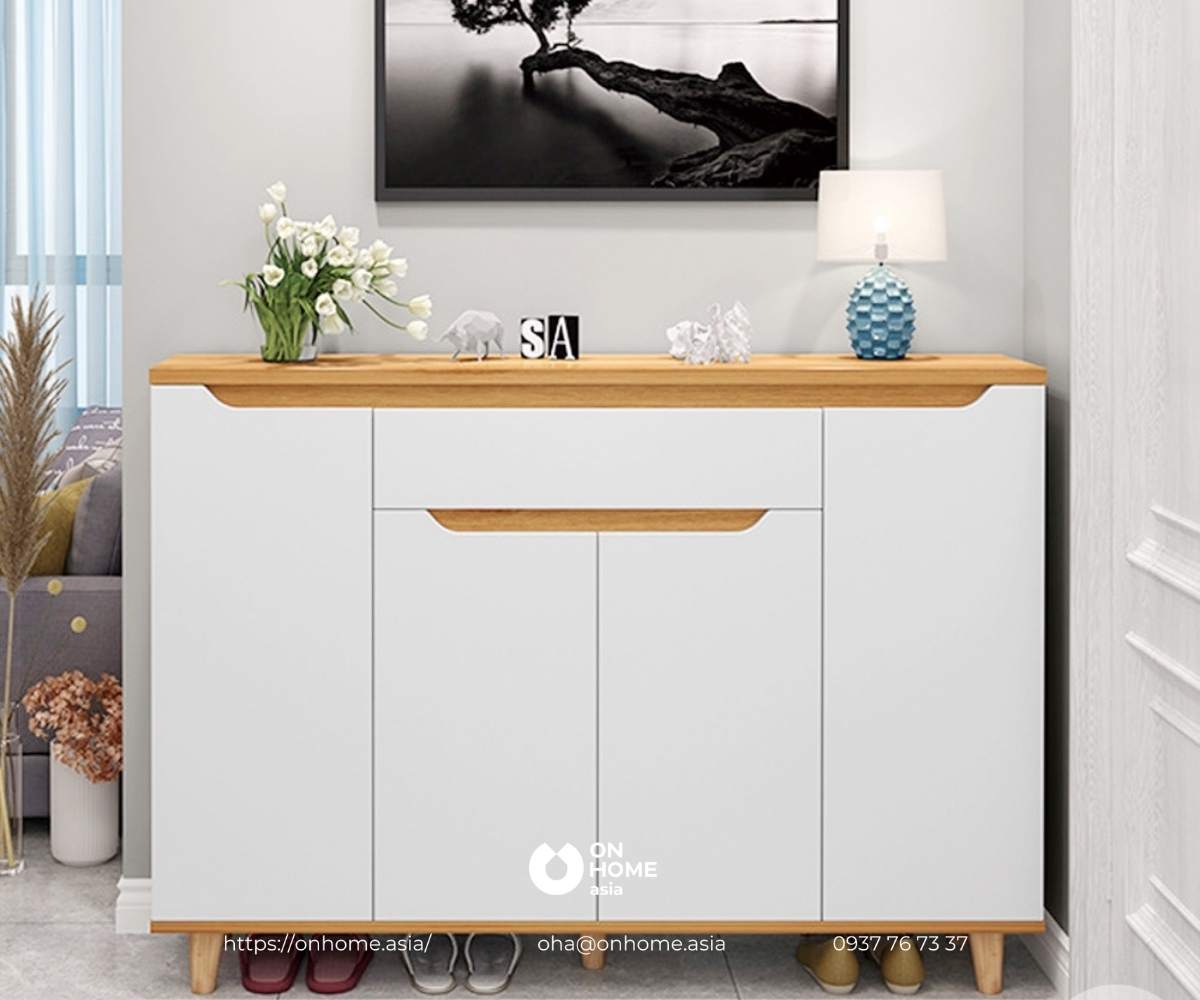 Tủ giày dép nhỏ gọn bằng gỗ công nghiệp hiện đại