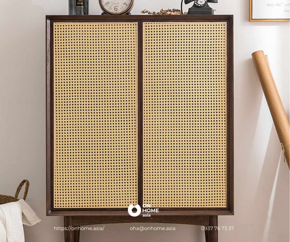 Tủ giày gỗ tự nhiên phong cách Bắc Âu đơn giản