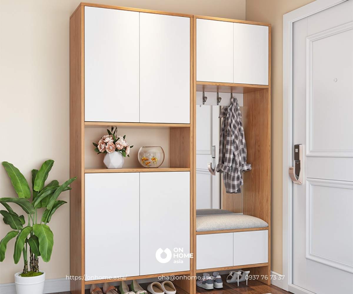 Tủ đựng giày dép kèm giá treo đồ