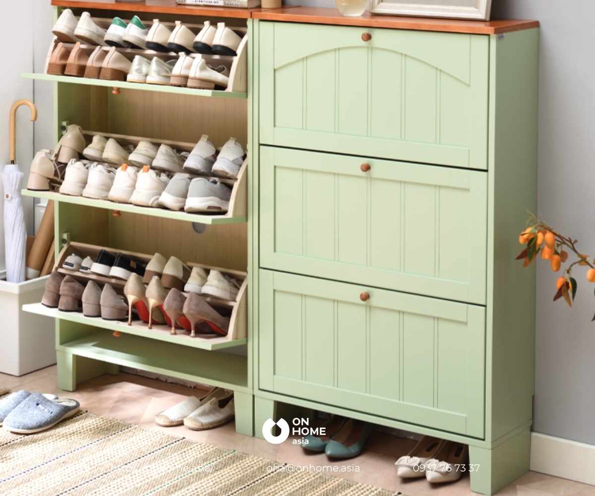 Tủ giày cánh lật màu xanh
