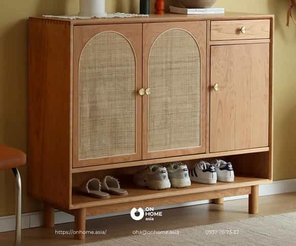 Tủ đựng giày dép gỗ phong cách Bắc Âu