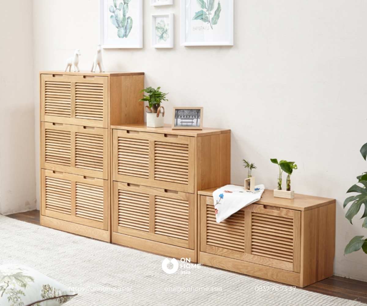 Tủ giầy dép thông minh bằng gỗ phong cách Bắc Âu