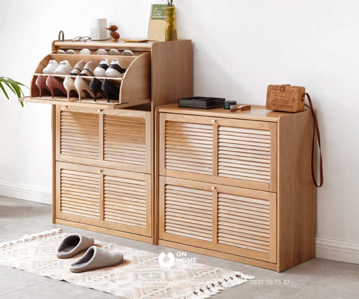 Tủ giày dép bằng gỗ cánh xoay cao cấp