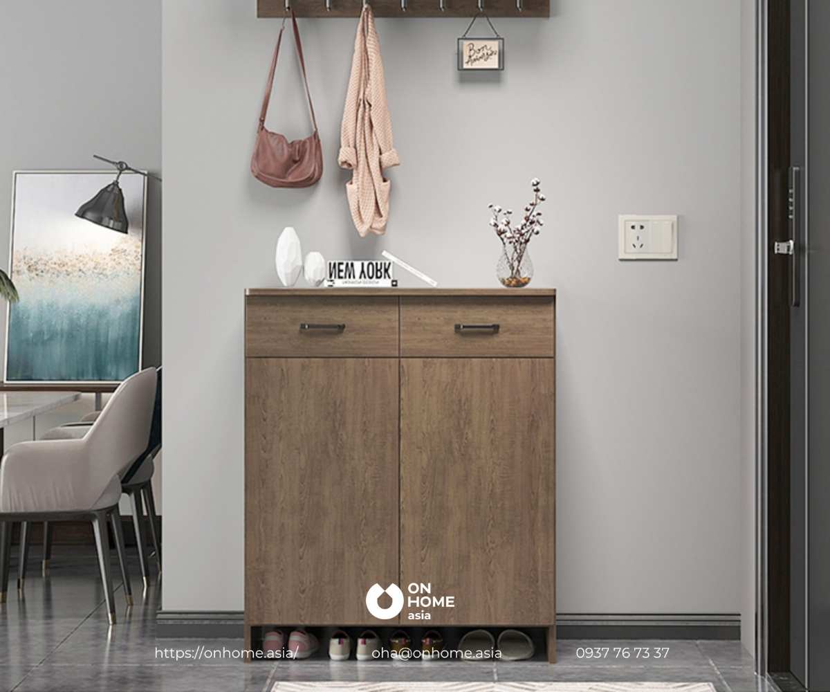 Tủ giày gỗ tự nhiên thiết kế đơn giản