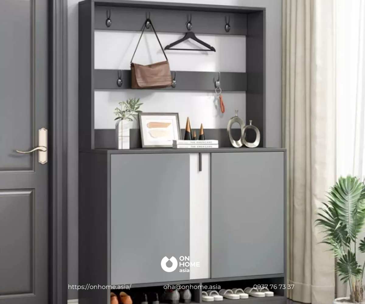 Tủ giày kèm kệ treo đồ đẹp