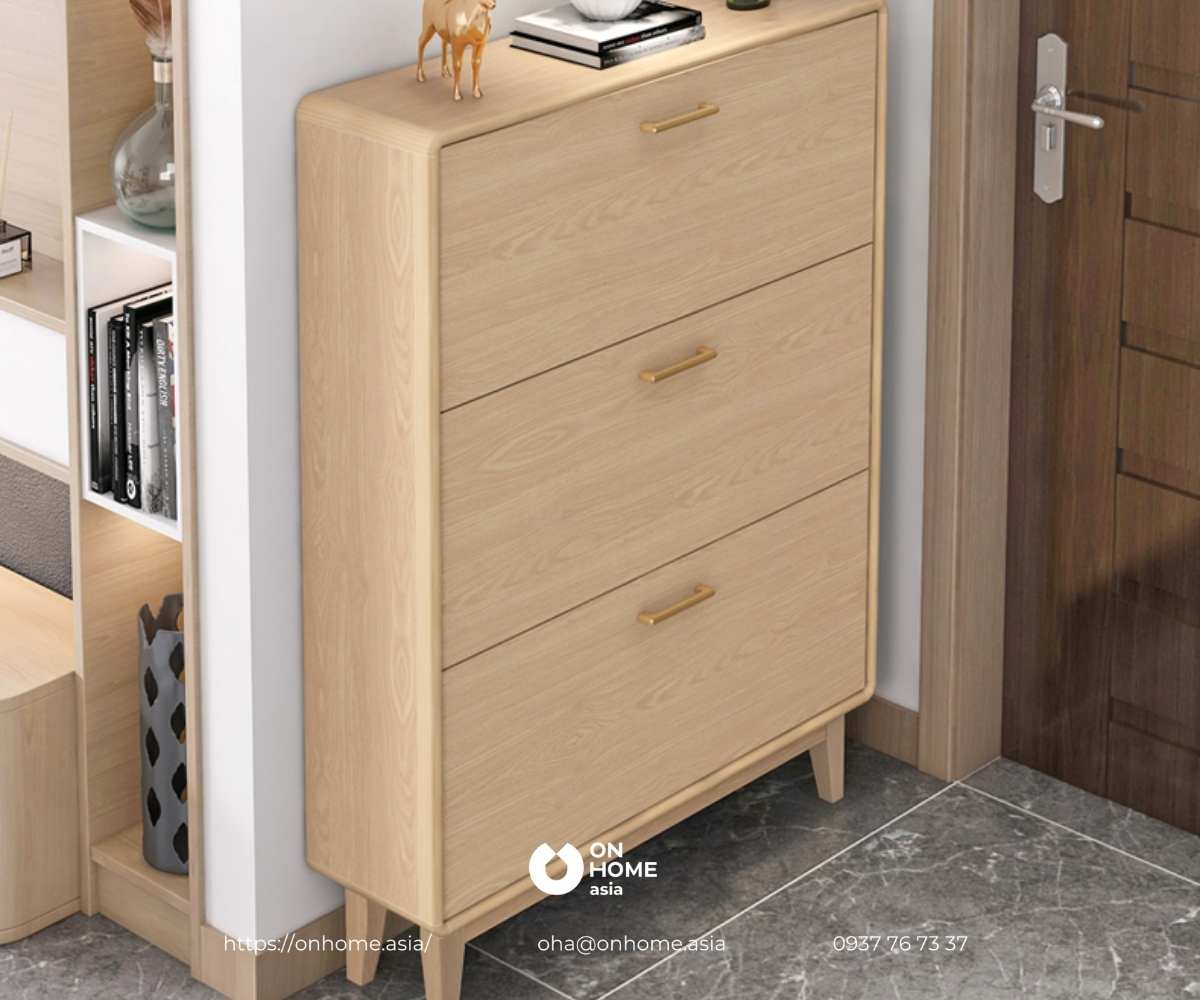 Tủ giày gỗ 3 tầng siêu mỏng
