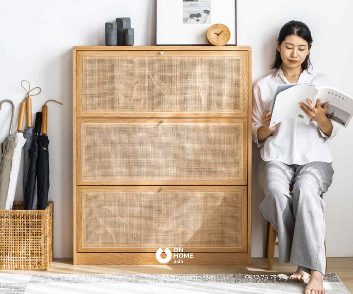 Tủ giày 3 tầng thiết kế phong cách Bắc Âu