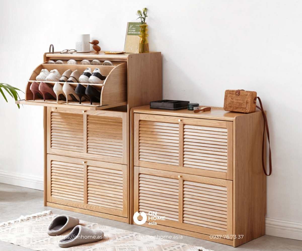 Kệ giày dép kết hợp tủ trang trí