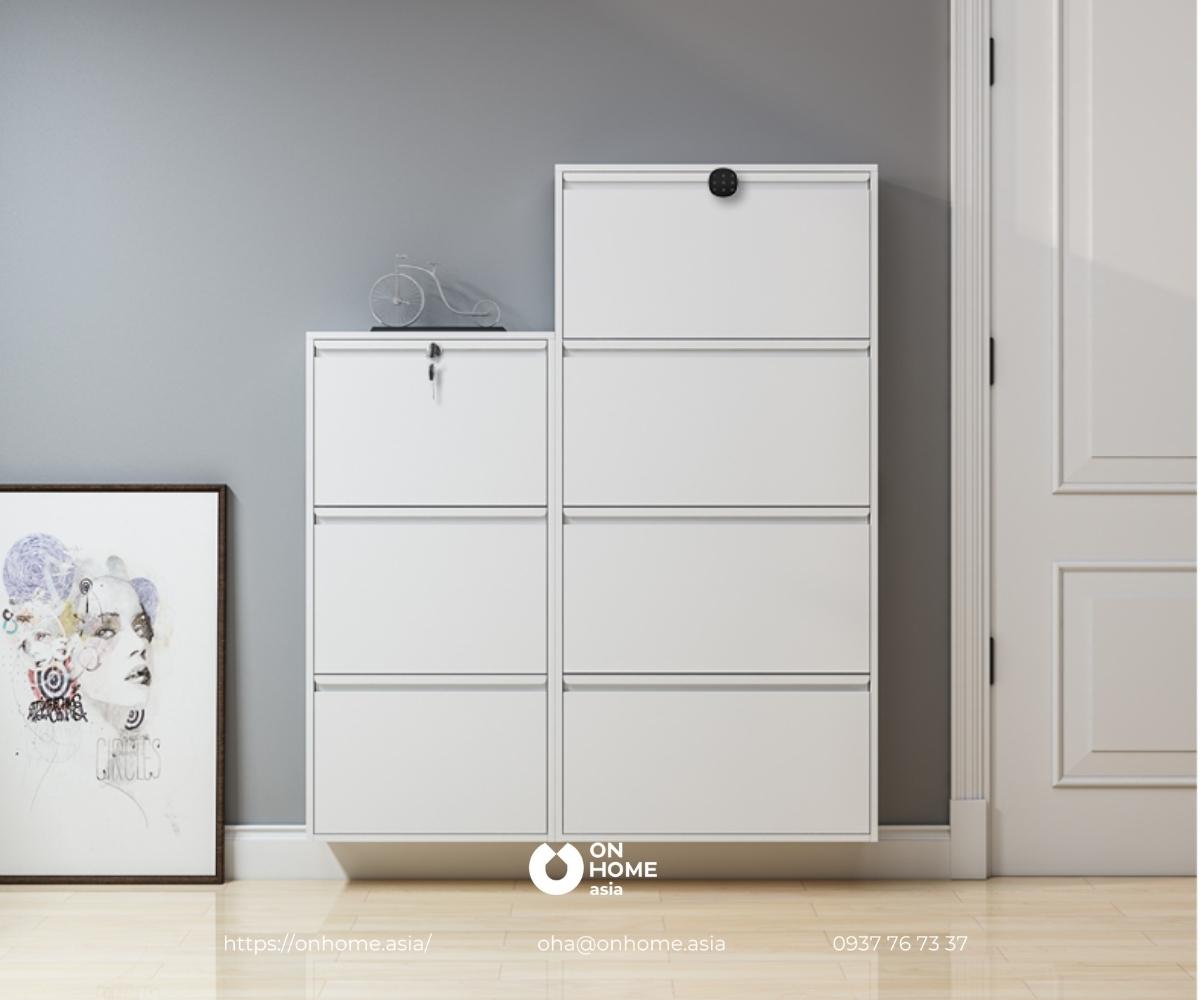 Tủ để giày gắn tường màu trắng đẹp