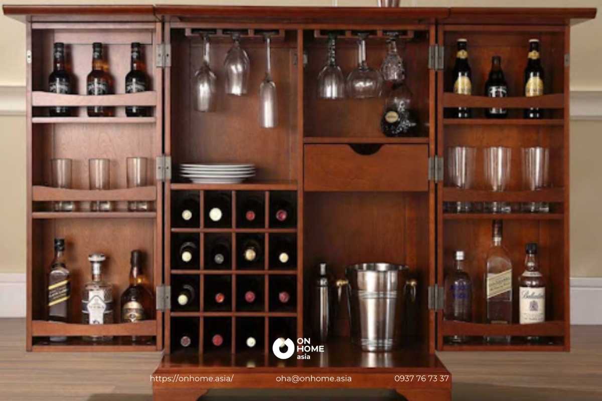 Tủ rượu gỗ Óc Chó