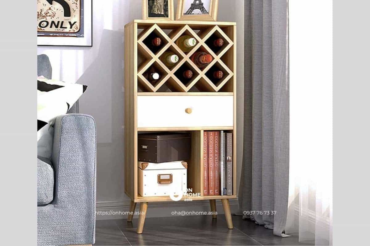 Tủ rượu gỗ công nghiệp MDF thiết kế nhỏ gọn