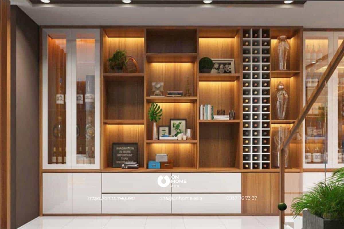 Tủ rượu bằng gỗ công nghiệp phủ Melamine hiện đại