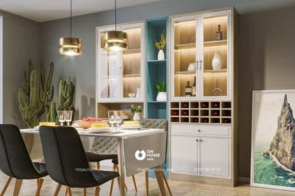 Tủ rượu phòng bếp gỗ công nghiệp 