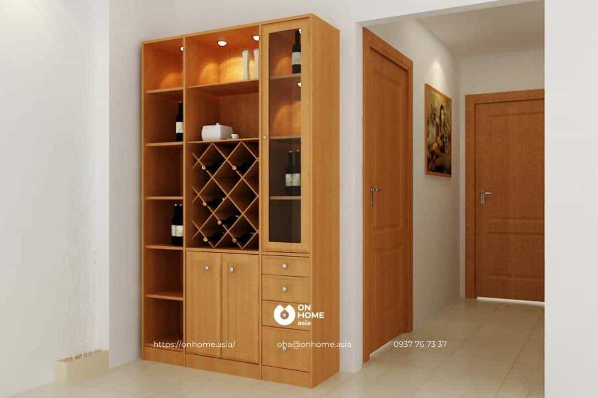 Tủ rượu gỗ công nghiệp hiện đại, đơn giản