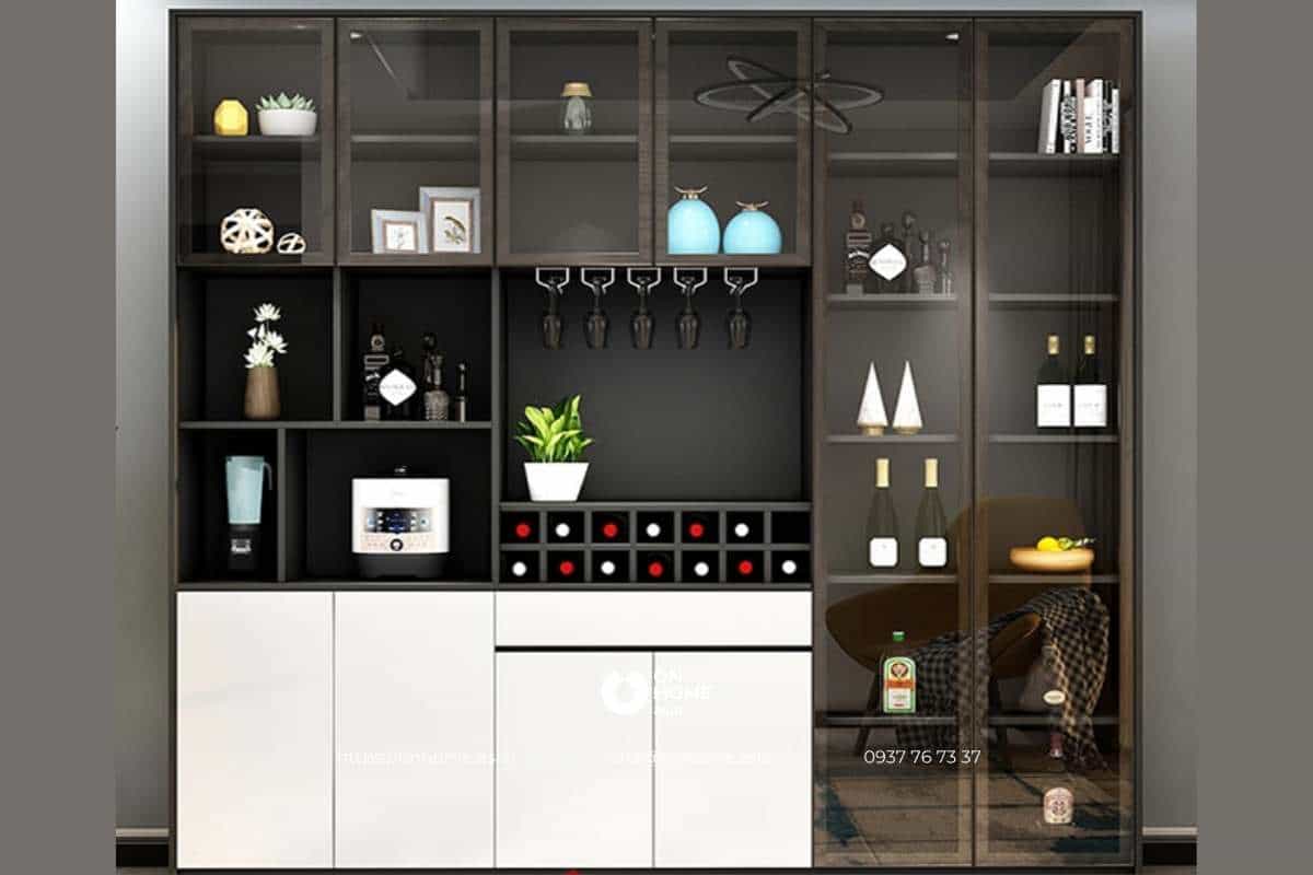 Tủ trang trí kết hợp tủ rượu hiện đại