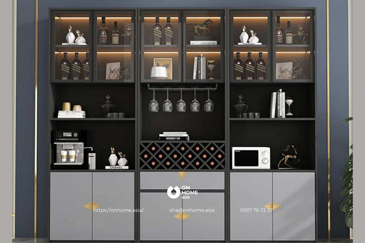 Tủ rượu gỗ công nghiệp đơn giản mà đẹp