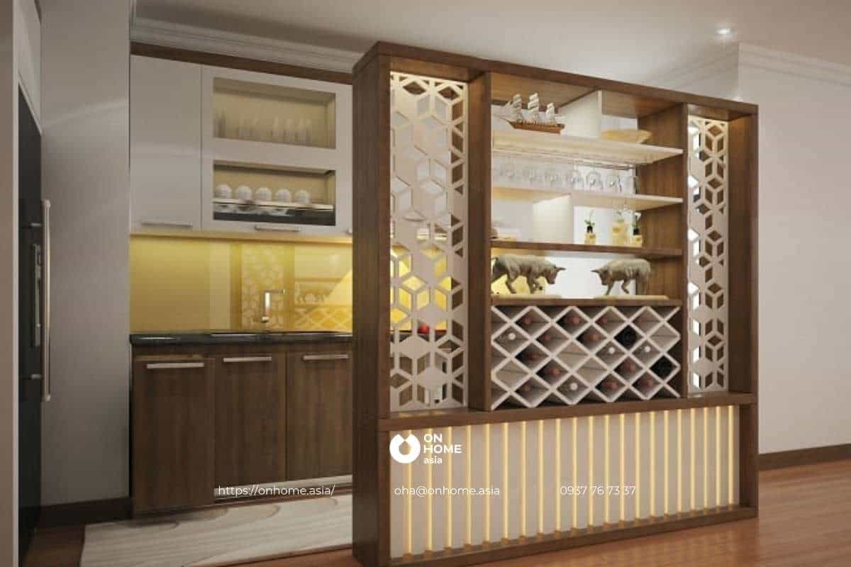 Tủ rượu kết hợp vách ngăn đẹp