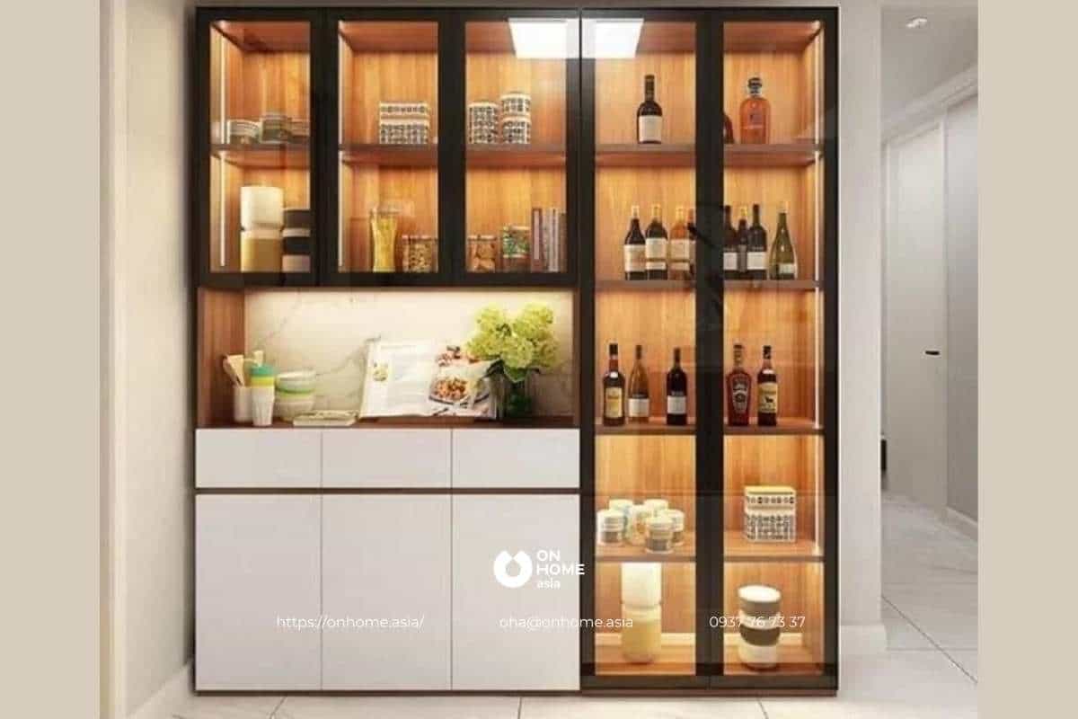Tủ trang trí kết hợp tủ rượu hiện đại, đơn giản