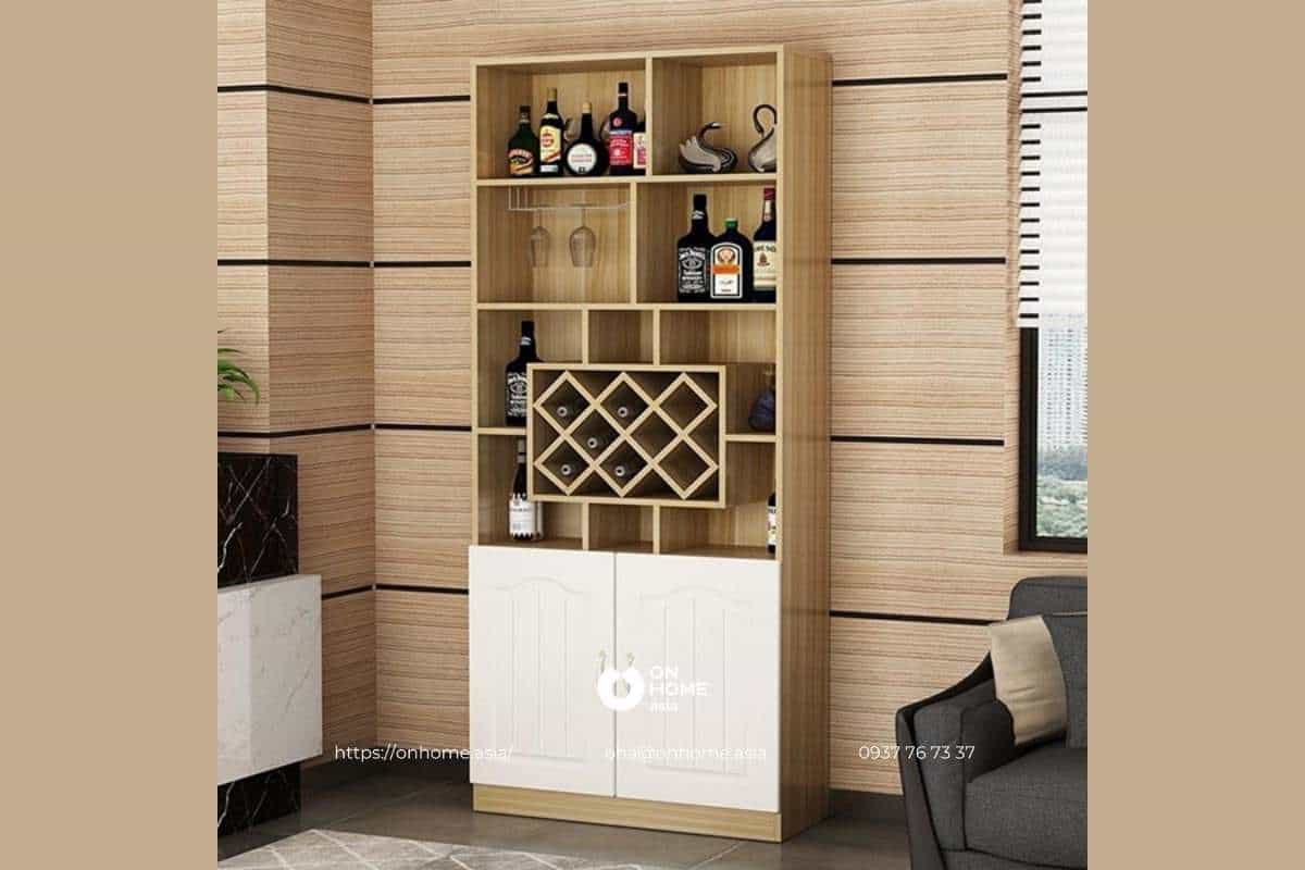 Tủ rượu gỗ công nghiệp dạng đứng hiện đại
