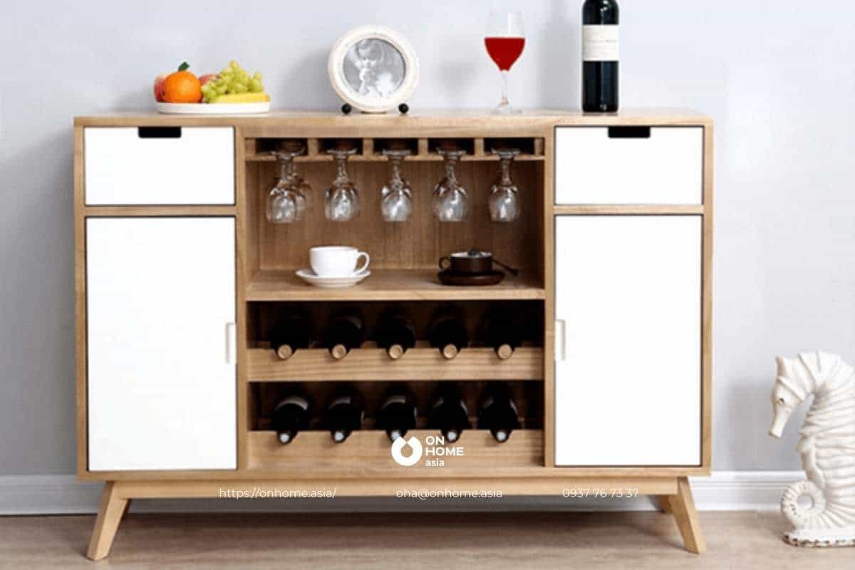 Tủ rượu gỗ công nghiệp nhỏ gọn, hiện đại