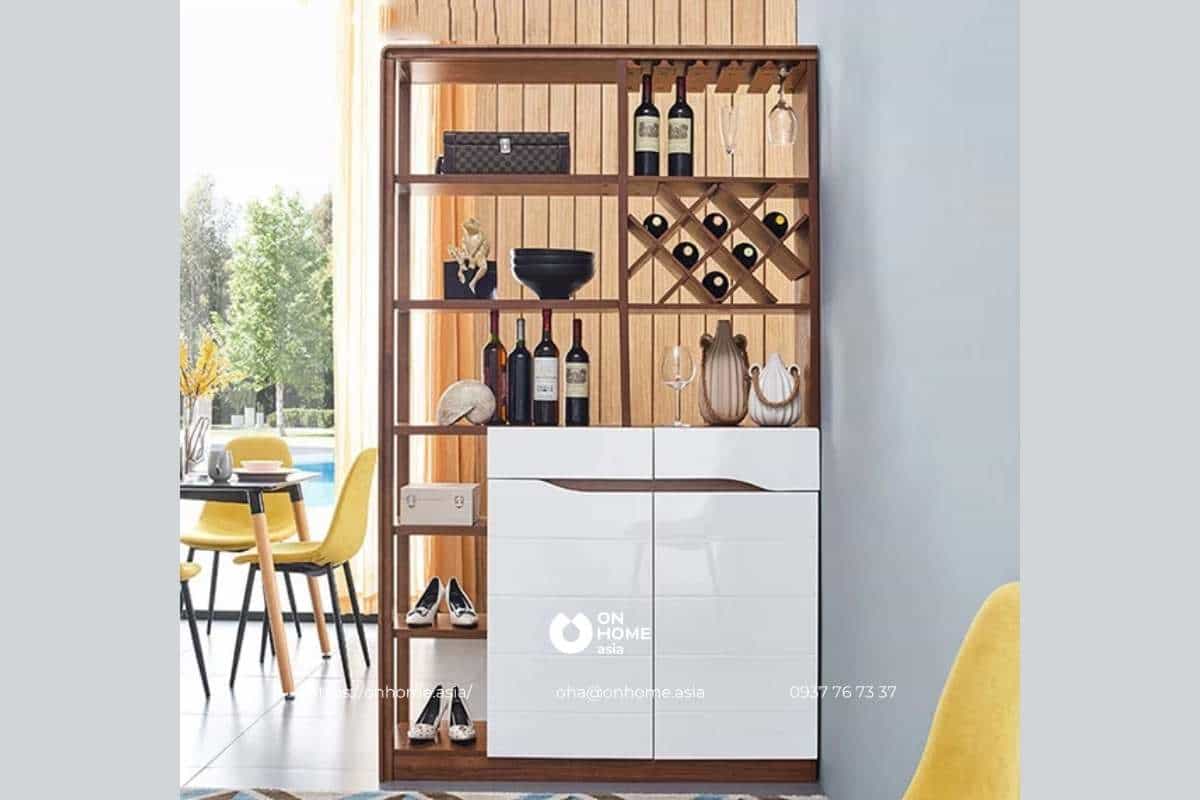 Tủ rượu gỗ công nghiệp thiết kế phong cách Bắc Âu