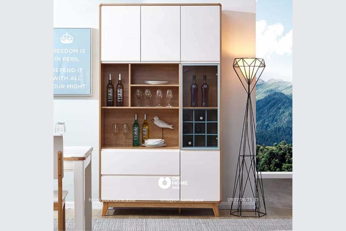 Tủ rượu bằng gỗ công nghiệp dạng đứng nhỏ gọn