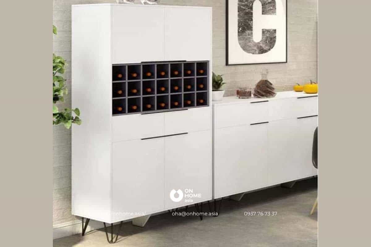 Tủ rượu đẹp gỗ công nghiệp phủ Melamine đẹp