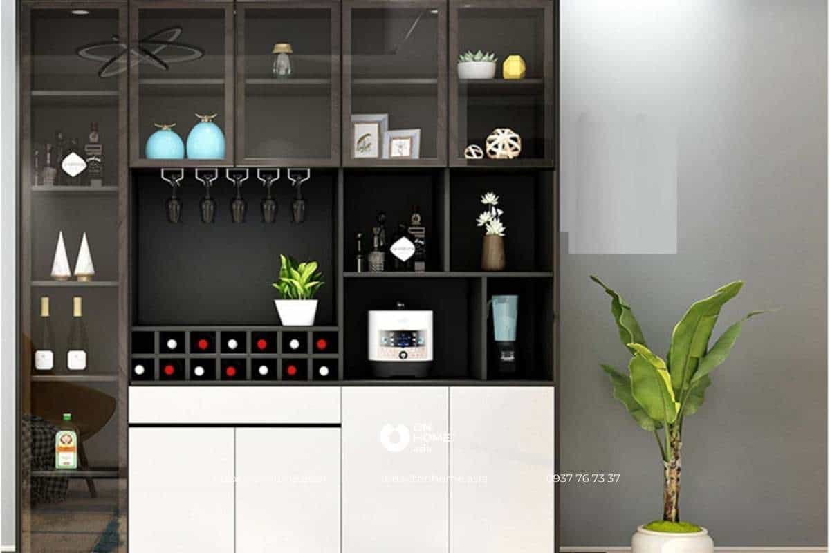 Tủ rượu gỗ công nghiệp âm tường hiện đại