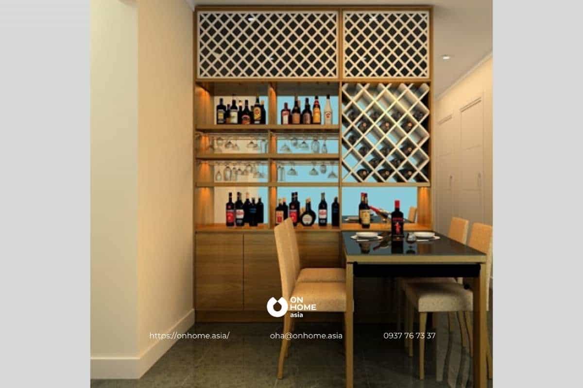 Tủ rượu âm tường đơn giản mà đẹp