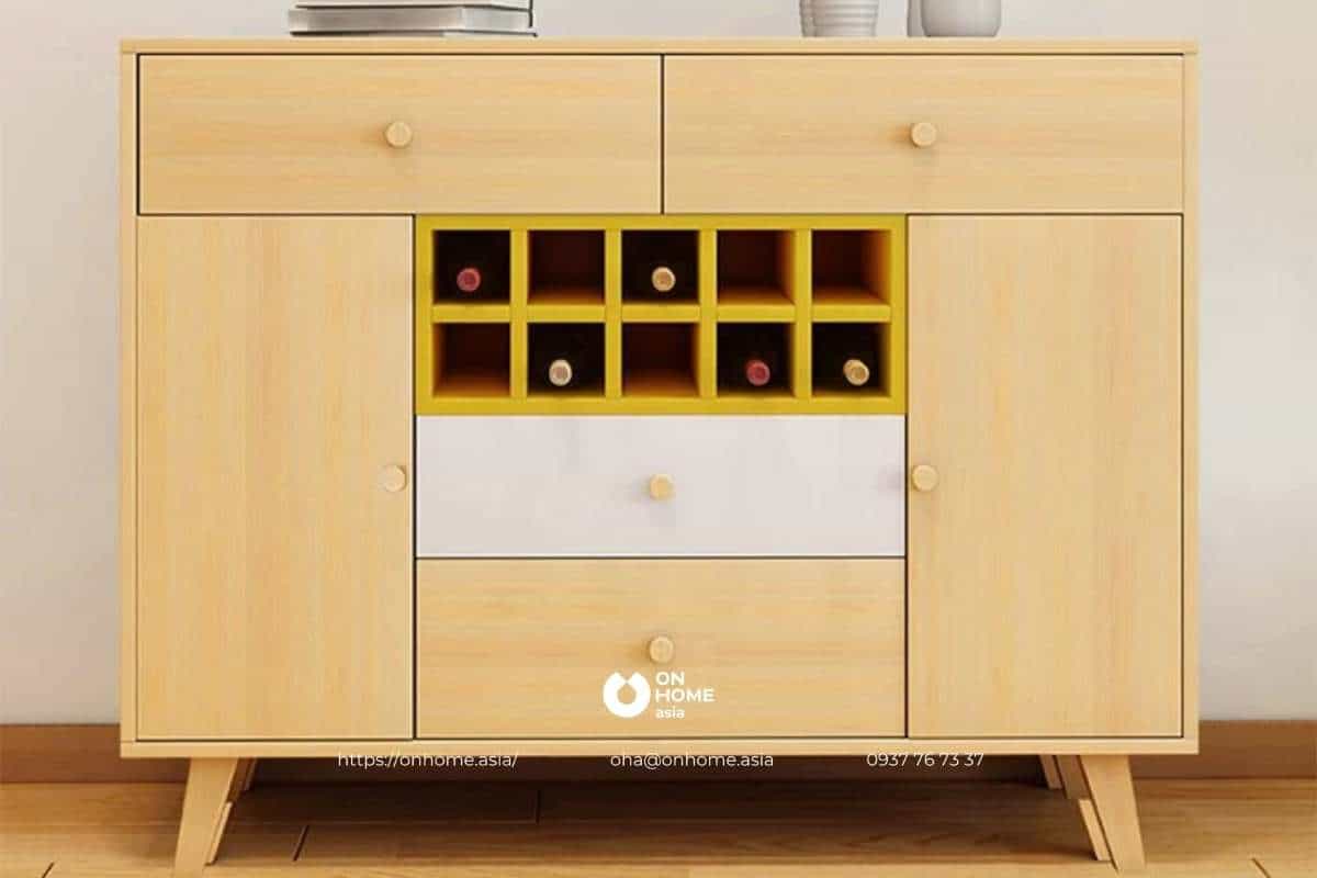 Tủ rượu gỗ công nghiệp phong cách Bắc Âu đẹp