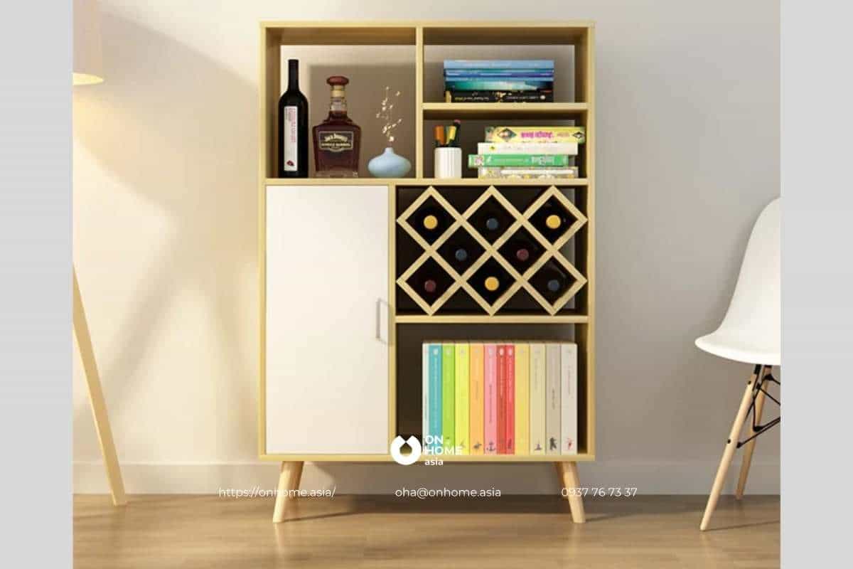 Tủ rượu bằng gỗ công nghiệp nhỏ gọn